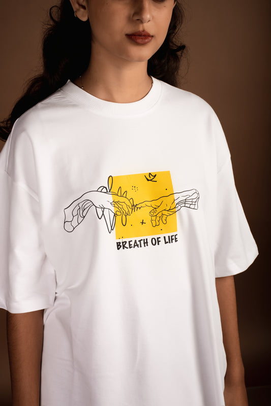 Breath of life graphic printed oversized t-shirt