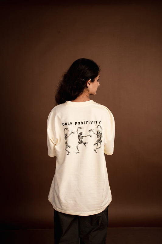 Only positivity graphic printed oversized t-shirt